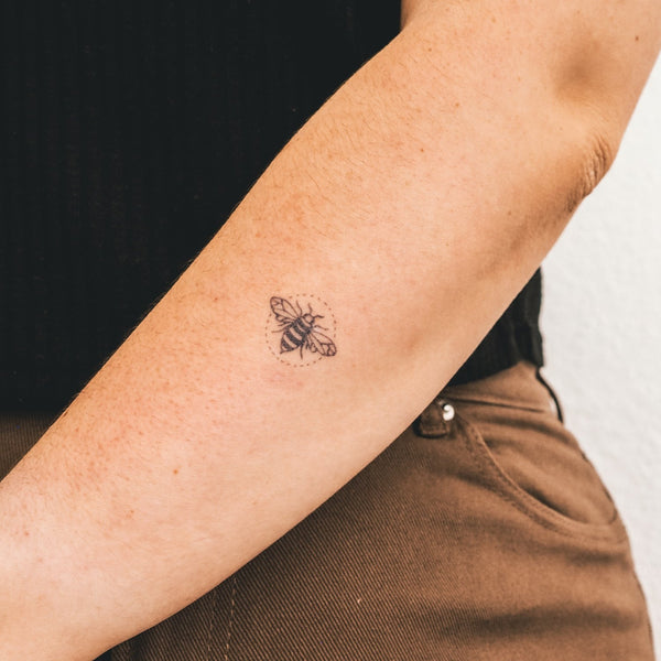 Bee With Circle Tattoo 
